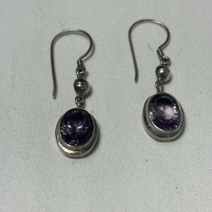 Vintage Elegant  925 Silver and Purple stone Earrings
